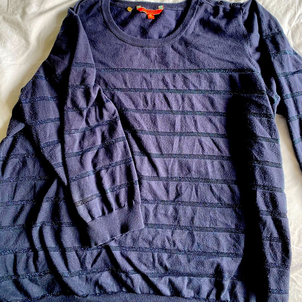ModCloth Dark Blue Sparkly Stripe Sweater